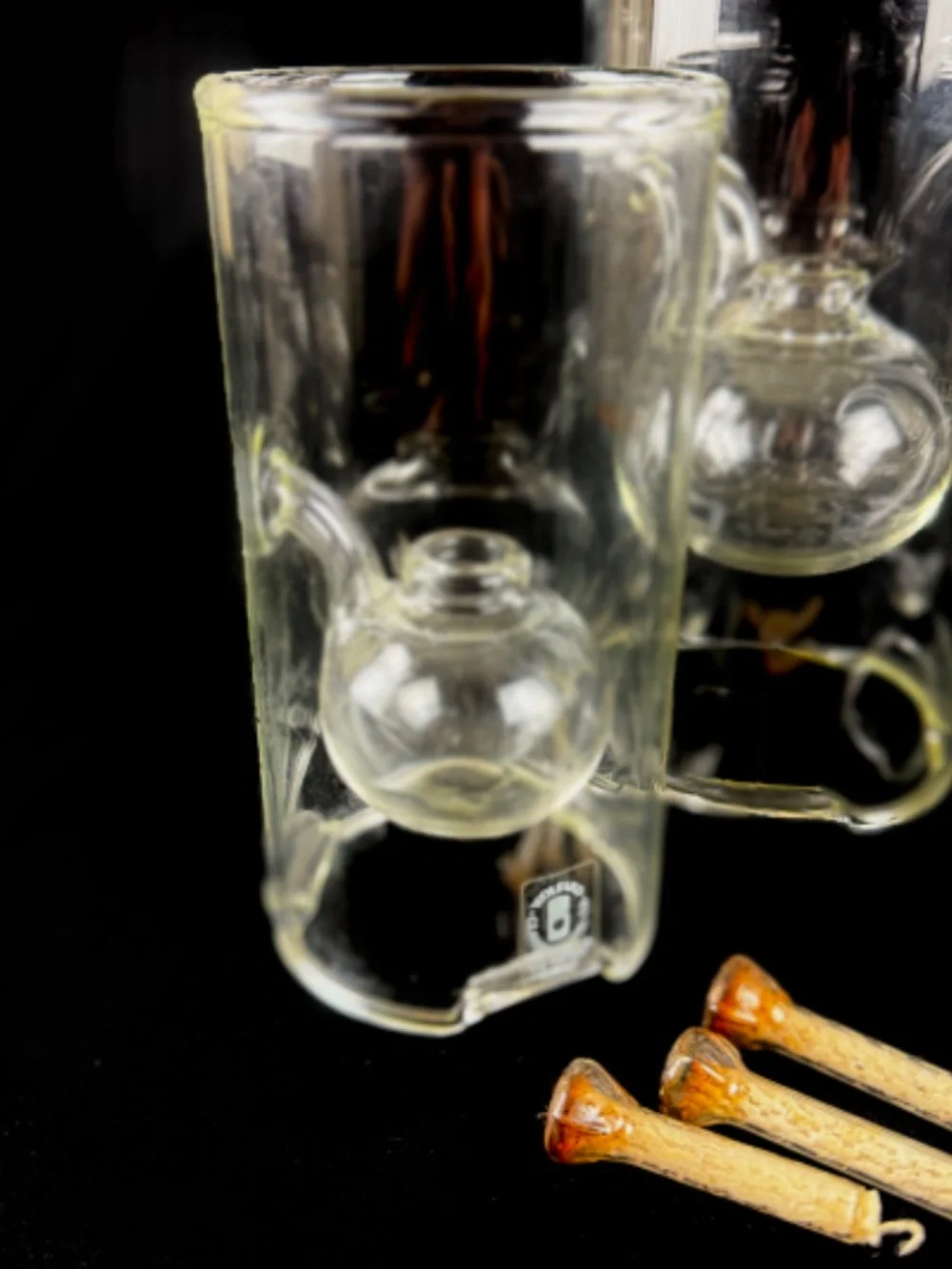 3 Wolfard Clear Glassblowing Hand Blown Classic Chamber Glass Oil Lamps 9 & 6 in